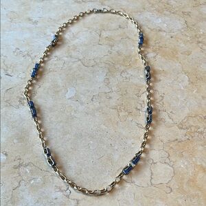 Elegant Gold and Blue Chain Necklace